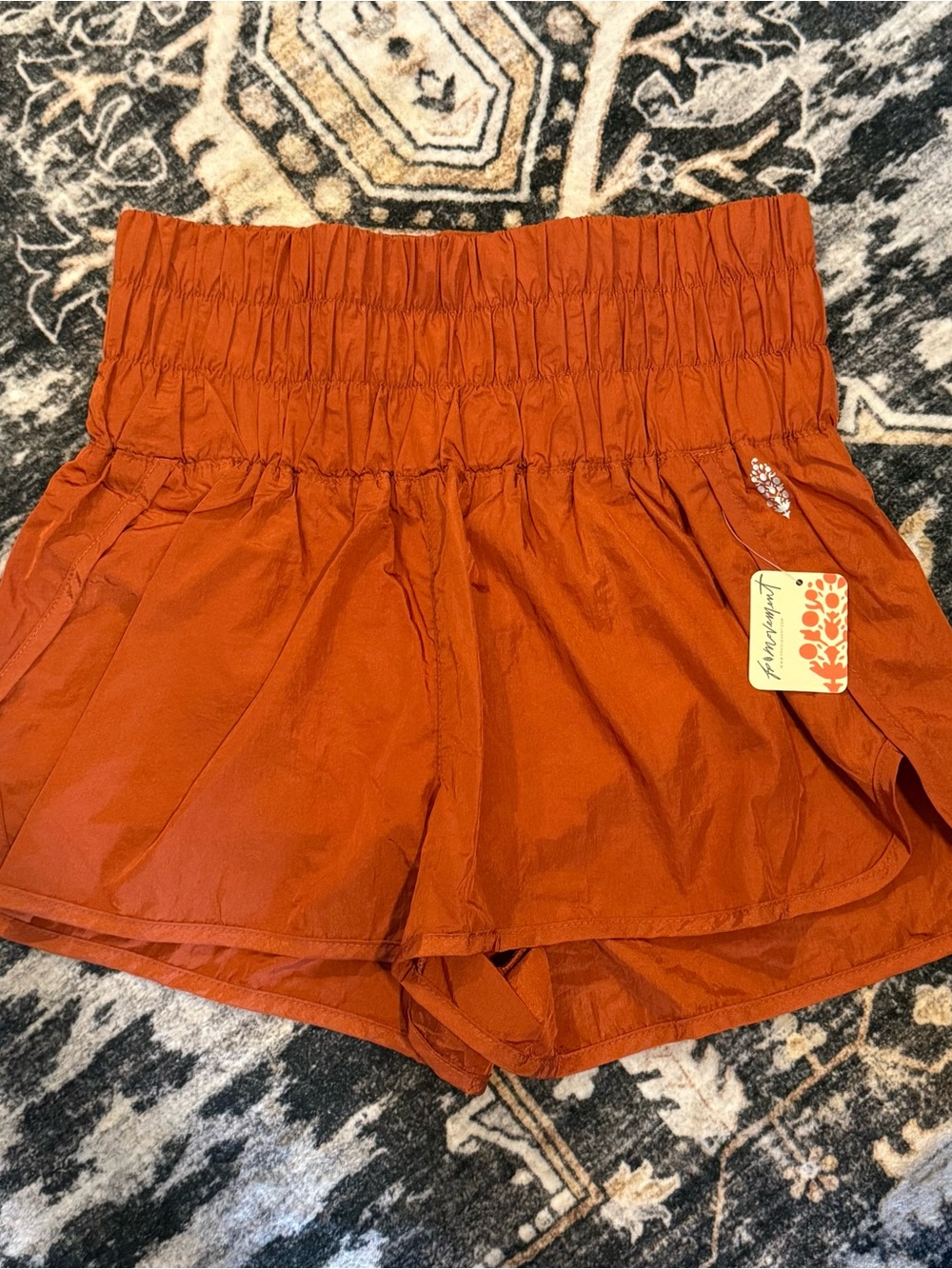 Women’s Free People Movement High-Waist Rust Orange Elastic Waist Shorts S